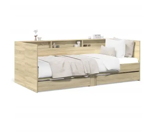 Gulta Ar Atvilktnēm, Bez Matrača, Ozolkoka Krāsa, 75X190 Cm Vidaxl