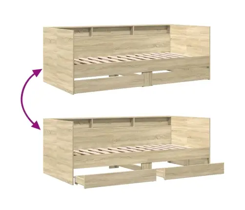 Gulta Ar Atvilktnēm, Bez Matrača, Ozolkoka Krāsa, 75X190 Cm Vidaxl