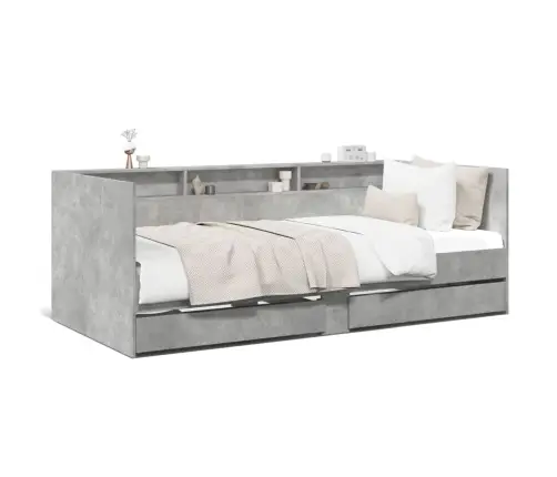 Kušetė Su Stalčiais Be Čiužinio, Betono Pilka, 75X190 Cm