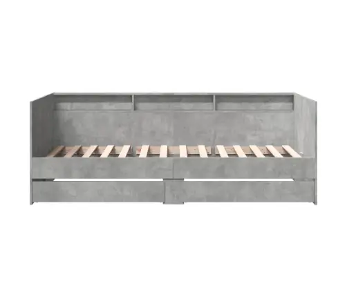 Kušetė Su Stalčiais Be Čiužinio, Betono Pilka, 75X190 Cm