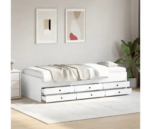 Sahtlitega Päevavoodi, Ilma Madratsita, Valge, 100 X 200 Cm