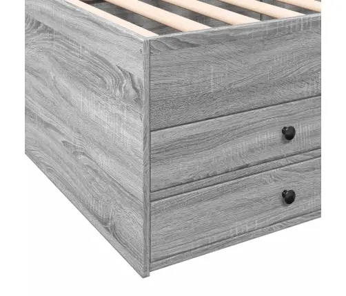 Gulta Ar Atvilktnēm, Bez Matrača, Pelēka, 100X200 Cm Vidaxl