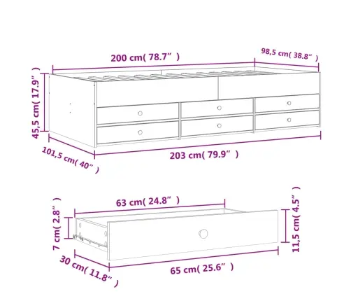 Gulta Ar Atvilktnēm, Bez Matrača, Brūna, 100X200 Cm Vidaxl
