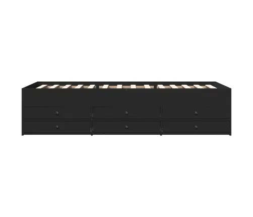 Sahtlitega Päevavoodi, Ilma Madratsita, Must, 90 X 200 Cm