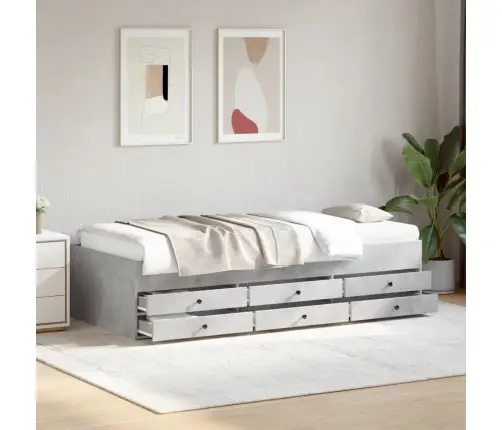 Gulta Ar Atvilktnēm, Bez Matrača, Betona Pelēka, 90X200 Cm Vidaxl