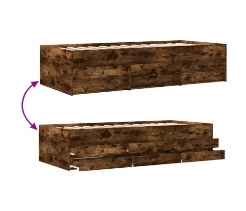 Gulta Ar Atvilktnēm, Bez Matrača, Ozolkoka Krāsa, 90X200 Cm Vidaxl