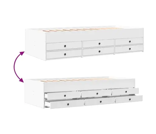 Gulta Ar Atvilktnēm, Bez Matrača, Balta, 90X190 Cm Vidaxl