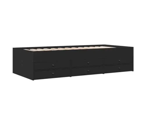 Gulta Ar Atvilktnēm, Bez Matrača, Melna, 90X190 Cm Vidaxl