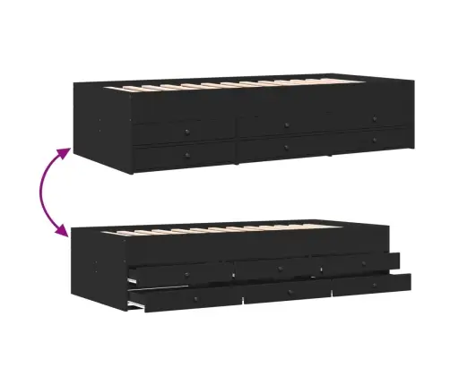 Gulta Ar Atvilktnēm, Bez Matrača, Melna, 90X190 Cm Vidaxl