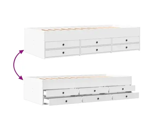 Sahtlitega Päevavoodi, Ilma Madratsita, Valge, 75X190 Cm