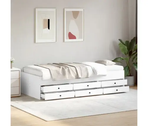 Sahtlitega Päevavoodi, Ilma Madratsita, Valge, 75X190 Cm