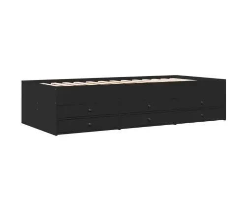 Sahtlitega Päevavoodi, Ilma Madratsita, Must, 75X190 Cm