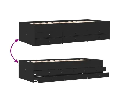 Sahtlitega Päevavoodi, Ilma Madratsita, Must, 75X190 Cm