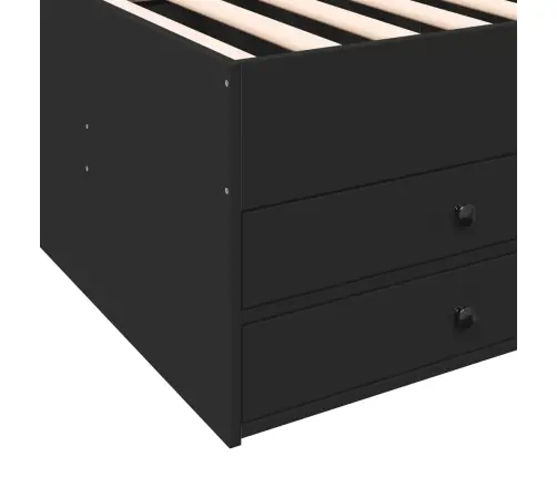 Sahtlitega Päevavoodi, Ilma Madratsita, Must, 75X190 Cm