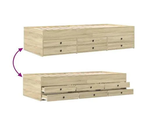 Gulta Ar Atvilktnēm, Bez Matrača, Ozolkoka Krāsa, 75X190 Cm Vidaxl