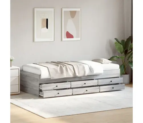 Kušetė Su Stalčiais Be Čiužinio, Pilka Ąžuolo, 75X190 Cm