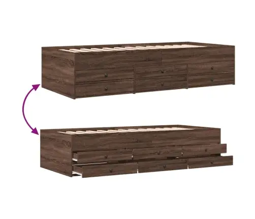 Kušetė Su Stalčiais Be Čiužinio, Ruda Ąžuolo, 75X190 Cm