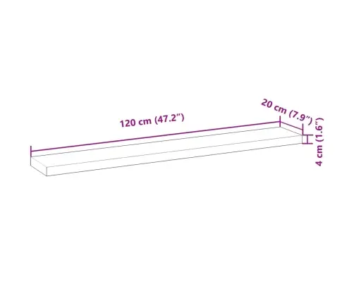 Sienas Plaukts, 120X20X4 Cm, Neapstrādāts Akācijas Masīvkoks Vidaxl