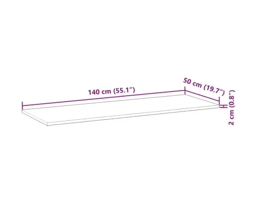 Galda Virsma, 140X50X2 Cm, Neapstrādāts Akācijas Masīvkoks Vidaxl