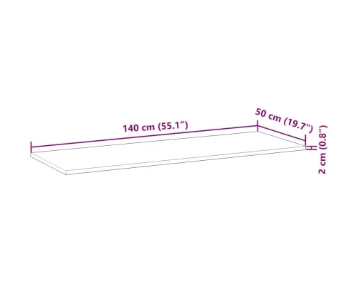 Galda Virsma, 140X50X2 Cm, Neapstrādāts Akācijas Masīvkoks Vidaxl