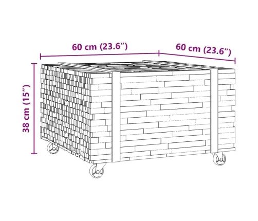 Kafijas Galdiņš Brūna 60 X 60 X 38 Cm Ciets Tekša Koks Vidaxl