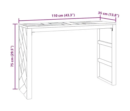 Konsoollaud 110X35X75 Cm Täispuidust Tiikpuu