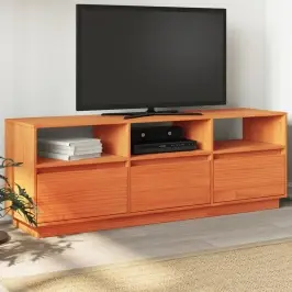 Tv Skapītis, Vaska Brūns, 140X35X50 Cm, Priedes Masīvkoks Vidaxl