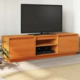 Televizoriaus Spintelė, Vaško Ruda, 140X35X40cm Pušies Masyvas