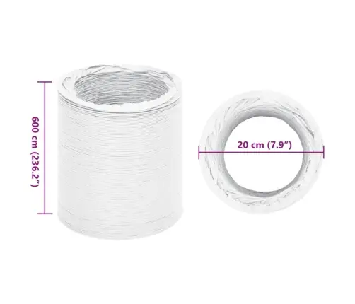 Izplūdes Gaisa Vads, Pvc, 6 M, Ø20 Cm Vidaxl