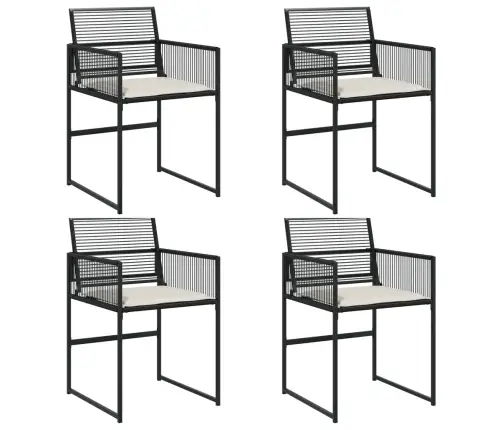 Sodo Kėdės Su Pagalvėlėmis, 4Vnt., Juodos Spalvos, Poliratanas