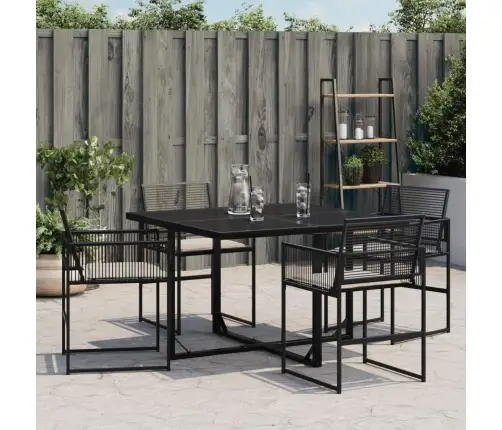 Sodo Kėdės Su Pagalvėlėmis, 4Vnt., Juodos Spalvos, Poliratanas