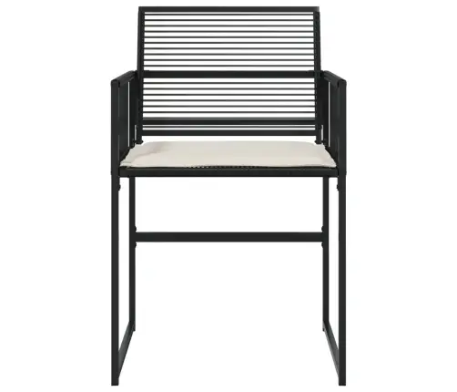 Sodo Kėdės Su Pagalvėlėmis, 4Vnt., Juodos Spalvos, Poliratanas