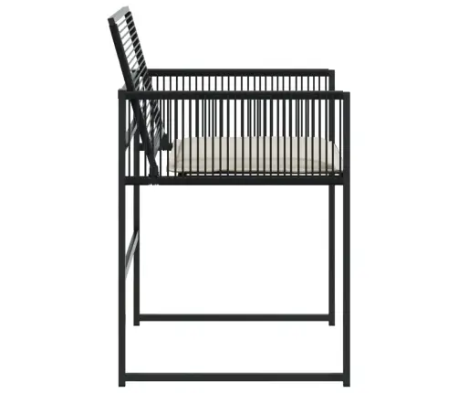 Sodo Kėdės Su Pagalvėlėmis, 4Vnt., Juodos Spalvos, Poliratanas