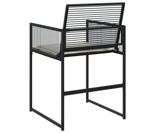 Sodo Kėdės Su Pagalvėlėmis, 4Vnt., Juodos Spalvos, Poliratanas