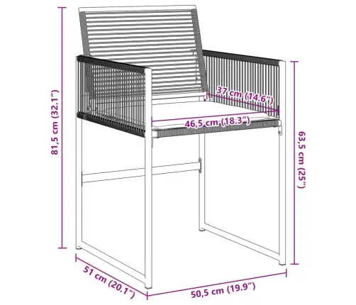 Sodo Kėdės Su Pagalvėlėmis, 4Vnt., Juodos Spalvos, Poliratanas