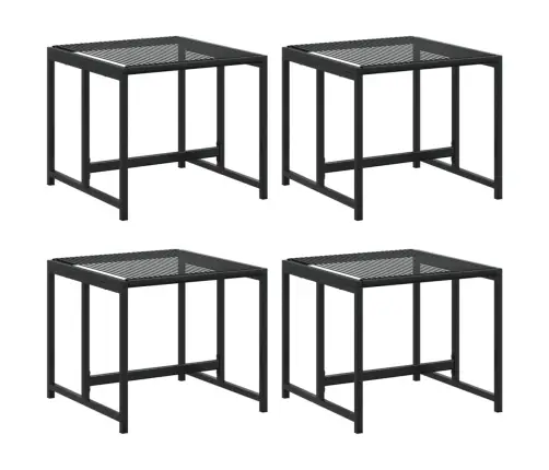 Sodo Taburetės, 4Vnt., Juodos, Poliratanas