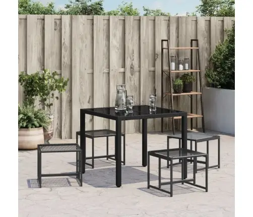 Sodo Taburetės, 4Vnt., Juodos, Poliratanas