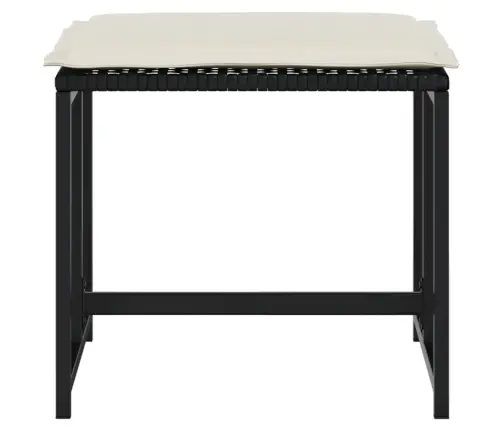 Sodo Taburetės Su Pagalvėlėmis, 4Vnt., Juodos, Poliratanas