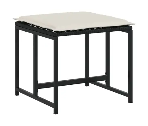 Sodo Taburetės Su Pagalvėlėmis, 4Vnt., Juodos, Poliratanas