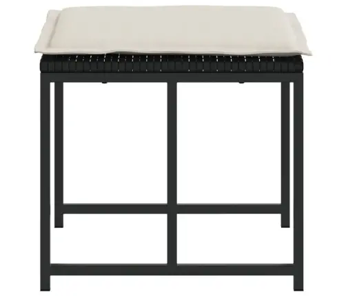 Sodo Taburetės Su Pagalvėlėmis, 4Vnt., Juodos, Poliratanas