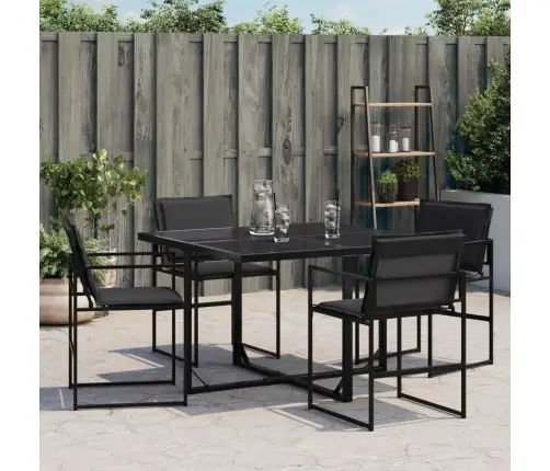 Dārza Krēsli Ar Spilveniem, 4 Gab., Melns Tērauds, Tekstilēns Vidaxl