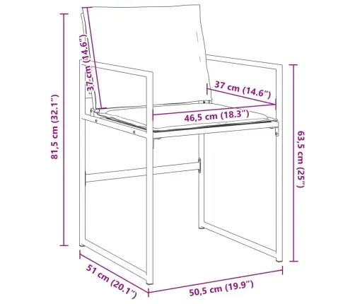 Dārza Krēsli Ar Spilveniem, 4 Gab., Melns Tērauds, Tekstilēns Vidaxl