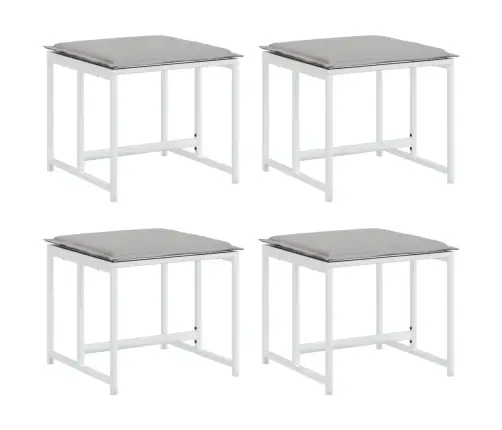 Dārza Soli Ar Spilveniem, 4 Gab., Balts Tērauds, Tekstilēns Vidaxl