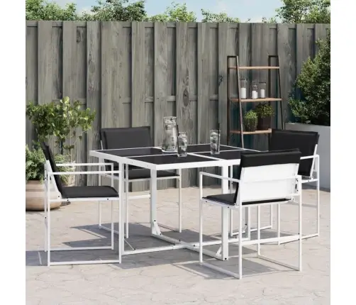 Sodo Kėdės Su Pagalvėlėmis, 4Vnt., Baltos, Plienas/Tekstilenas