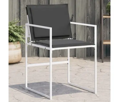 Sodo Kėdės Su Pagalvėlėmis, 4Vnt., Baltos, Plienas/Tekstilenas