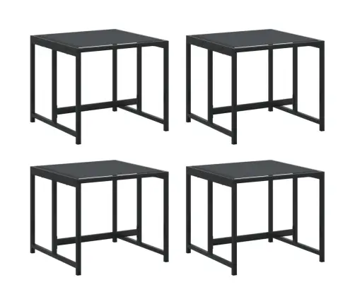 Dārza Soli, 4 Gab., Melns Tērauds, Tekstilēns Vidaxl