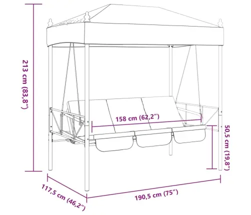 Sodo Sūpynės Su Stogeliu, Smėlio  Spalvos