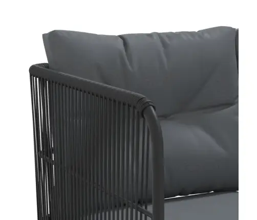 Dārza Dīvāns Ar Spilveniem, L-Forma, Melns Tērauds, Tekstilēns Vidaxl