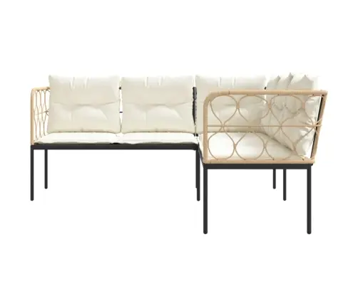 Sodo Sofa Su Pagalvėlėmis, Juoda, Plienas/Tekstilenas