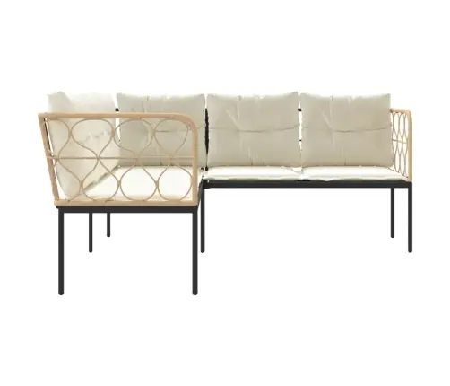 Sodo Sofa Su Pagalvėlėmis, Juoda, Plienas/Tekstilenas